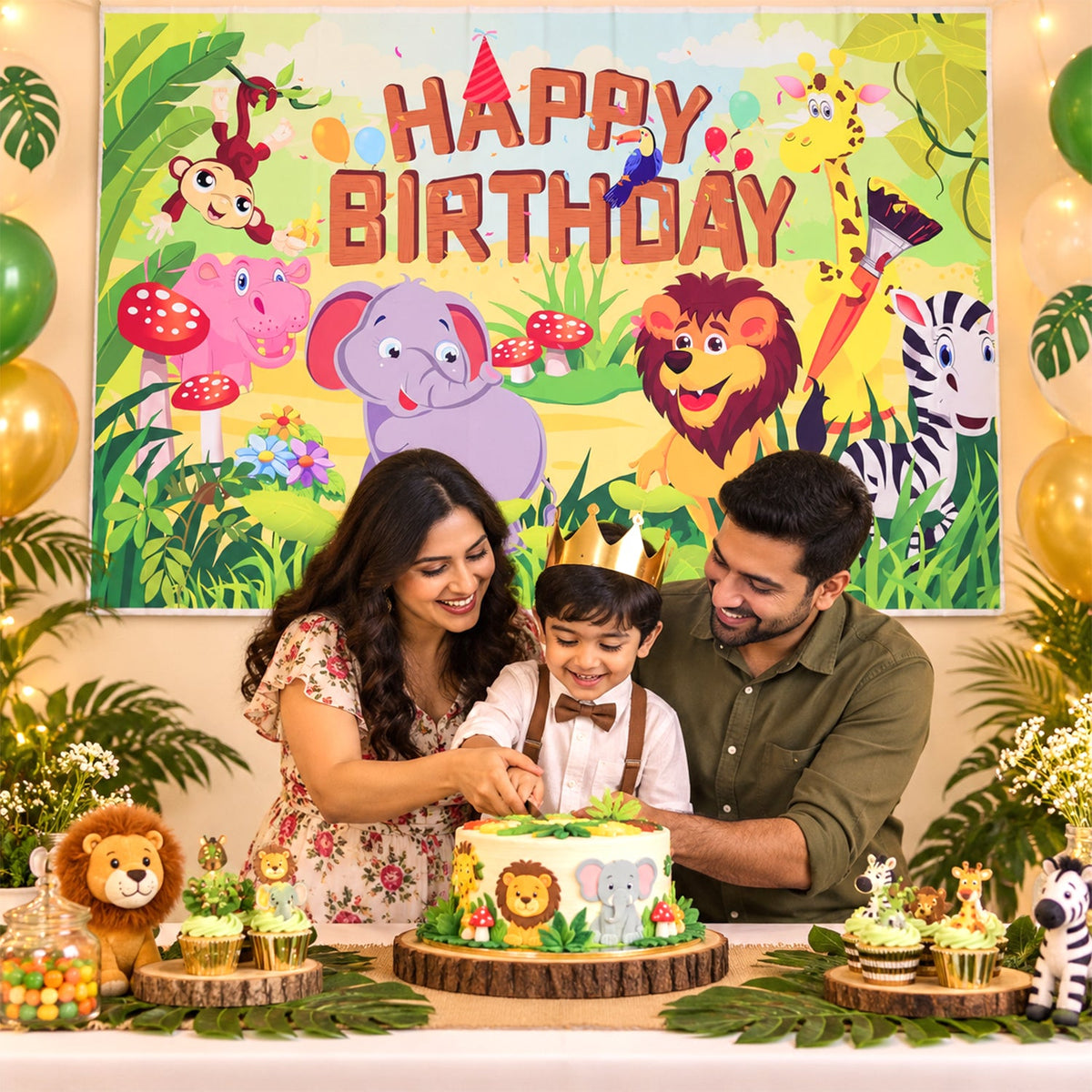 Kids party jungle theme banner