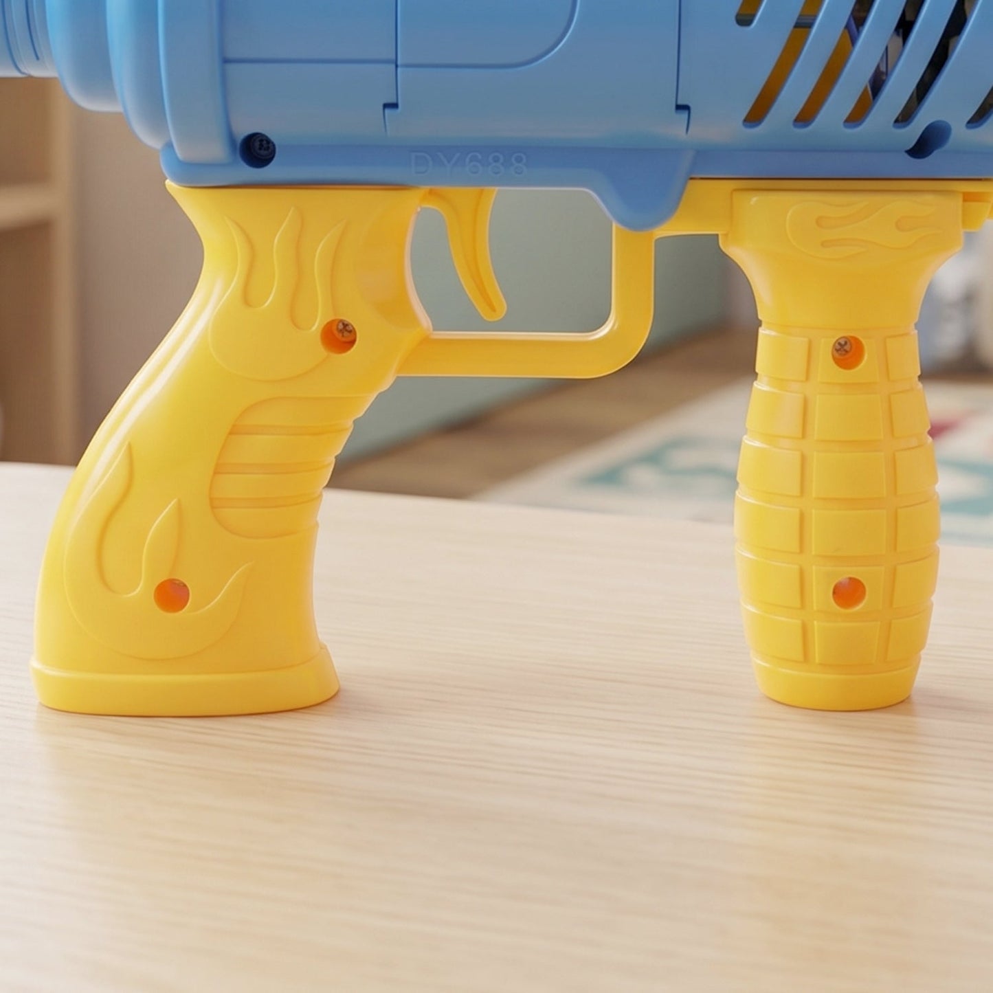 Detailed view of bubble gun toy