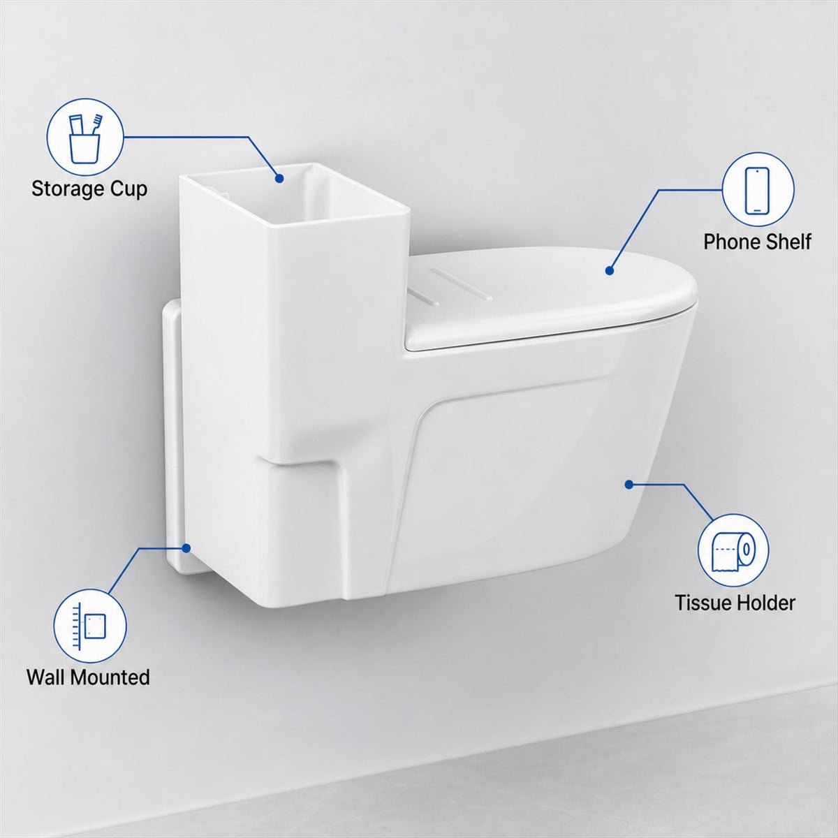 Features of the toilet-shaped ashtray highlighting durable plastic material