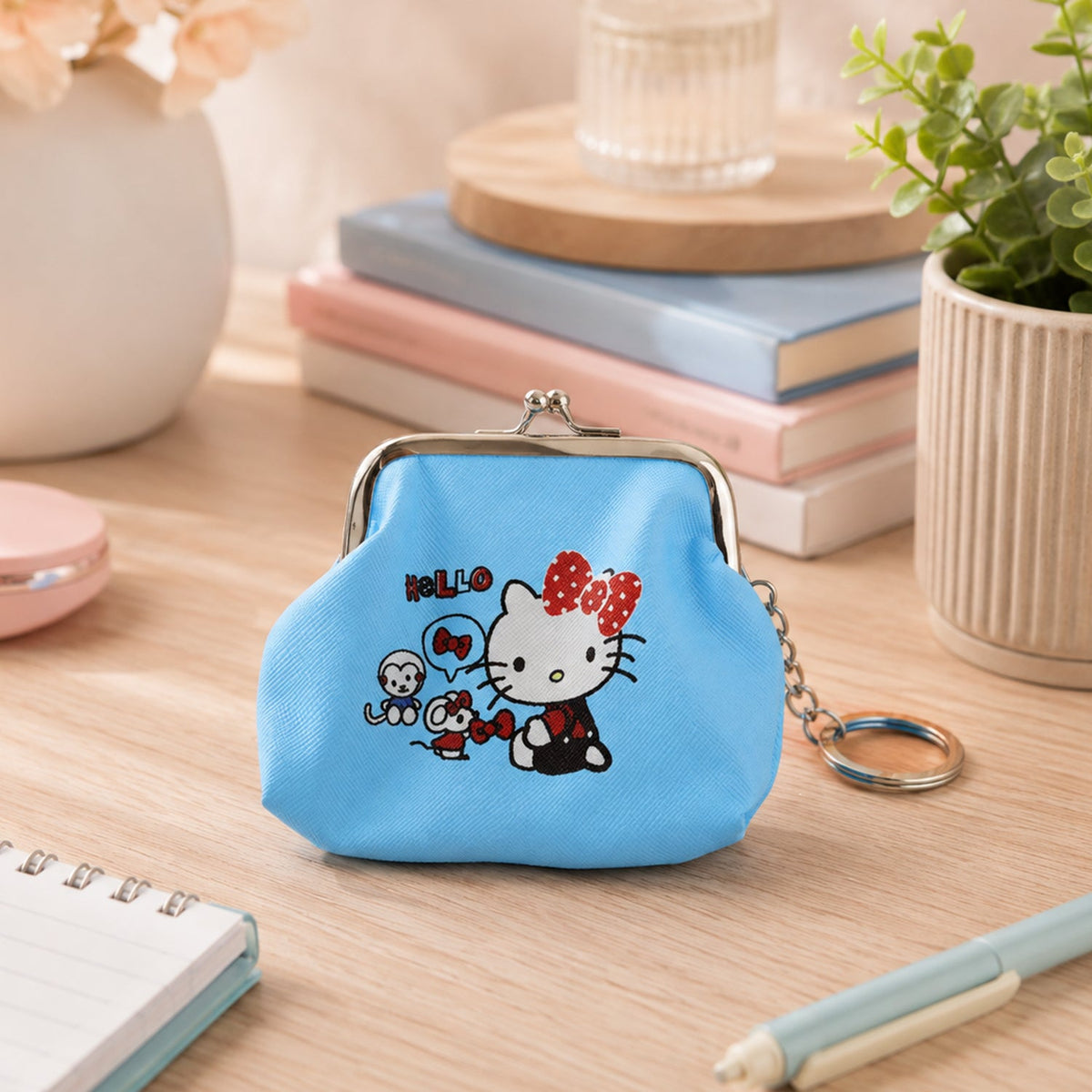 Cute Mini Coin Pouch with Key Ring for Travel Bags and Backpacks (1 Pc)