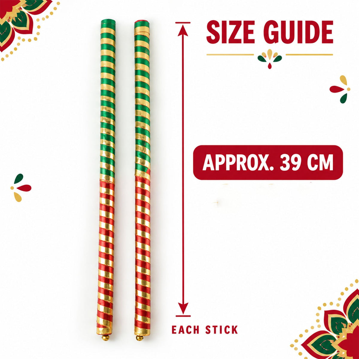Wooden Dandiya sticks approximately 39 cm each