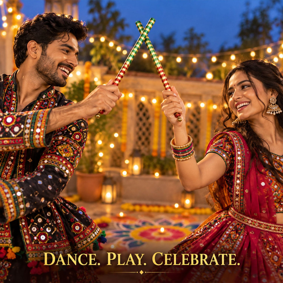 Wooden Dandiya sticks used for Garba celebration