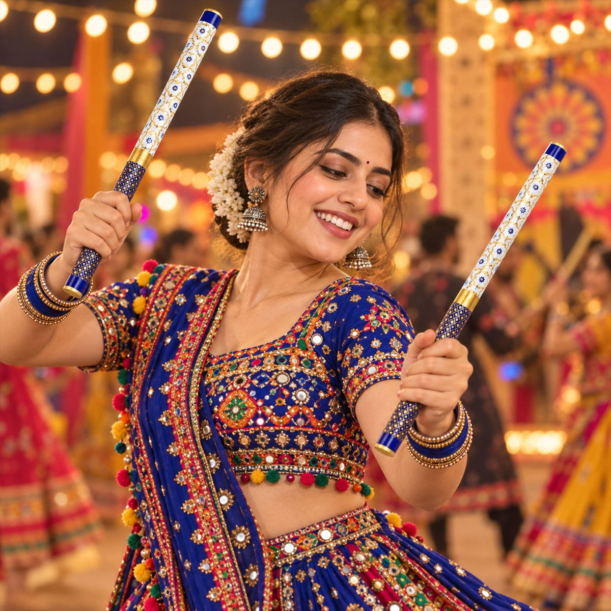 Decorative wooden Dandiya sticks used for Garba