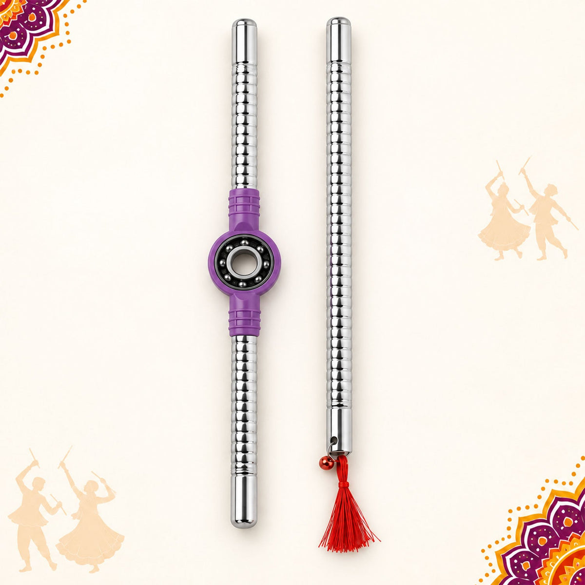 Decorative steel Dandiya stick pair
