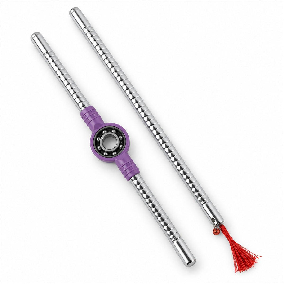 Steel base Dandiya stick pair on white background