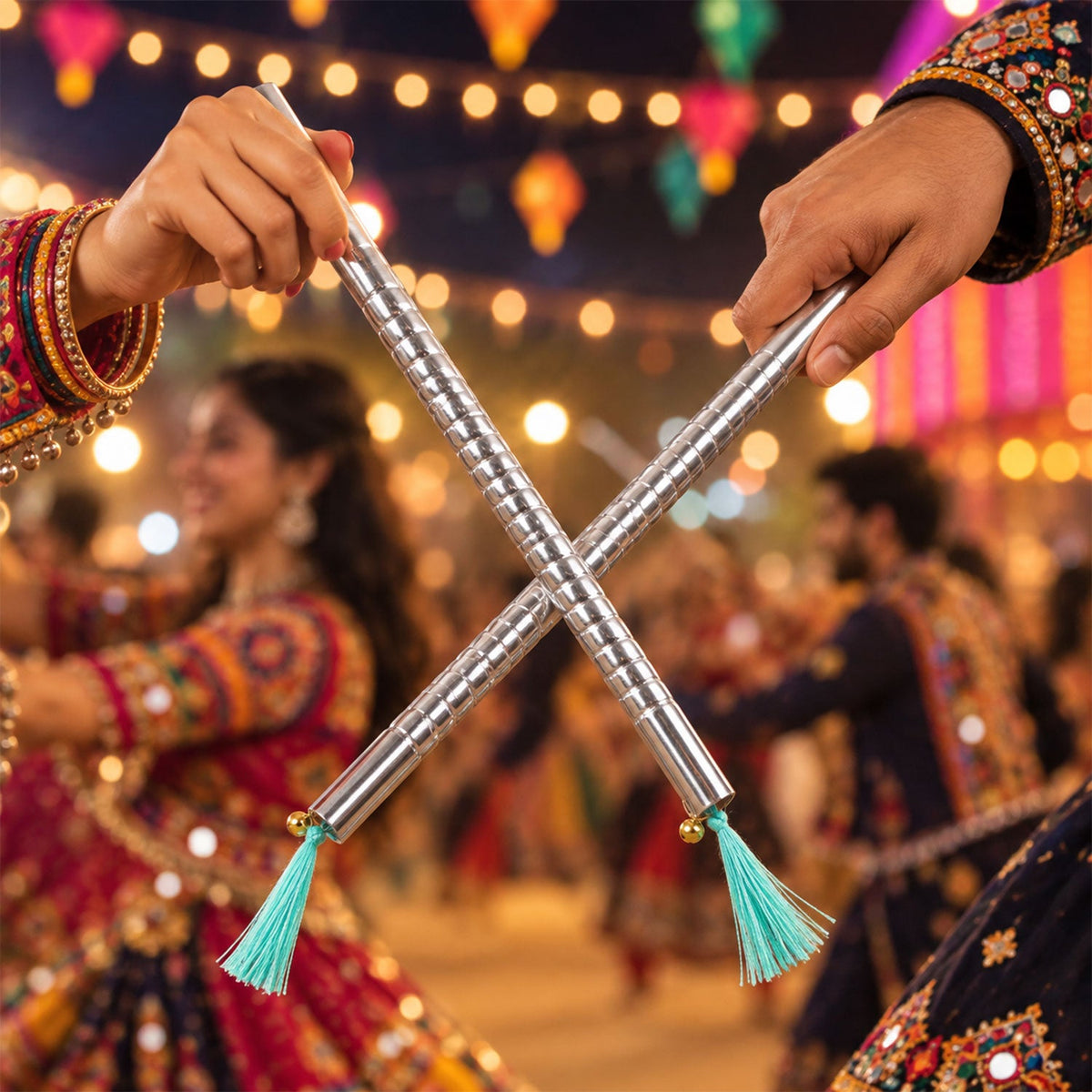 Dandiya stick pair in use