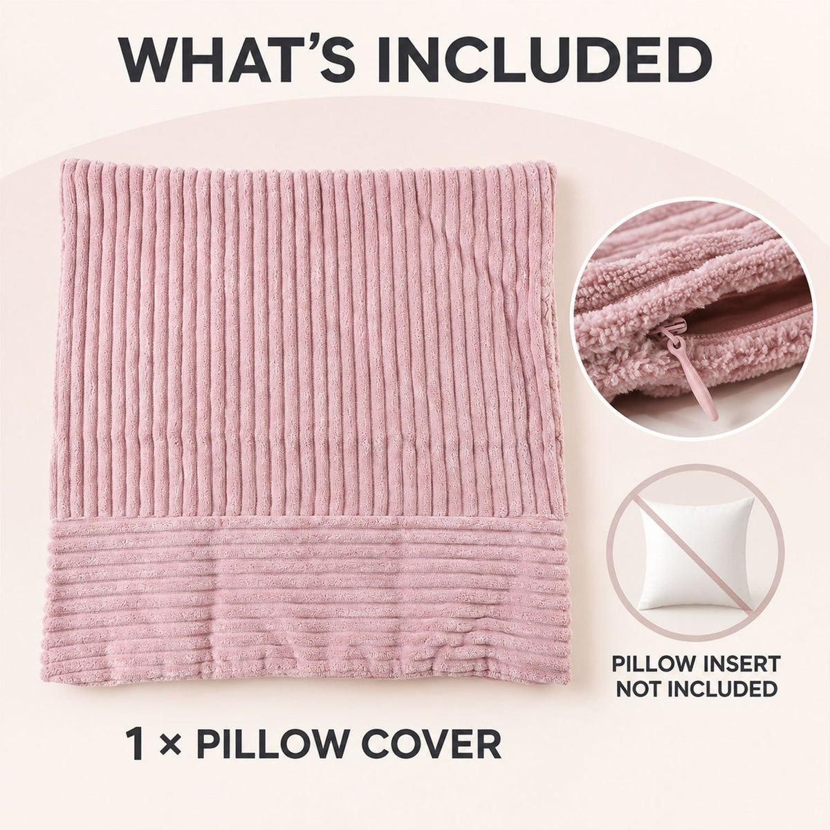 One soft pillow cover with pillow insert not included