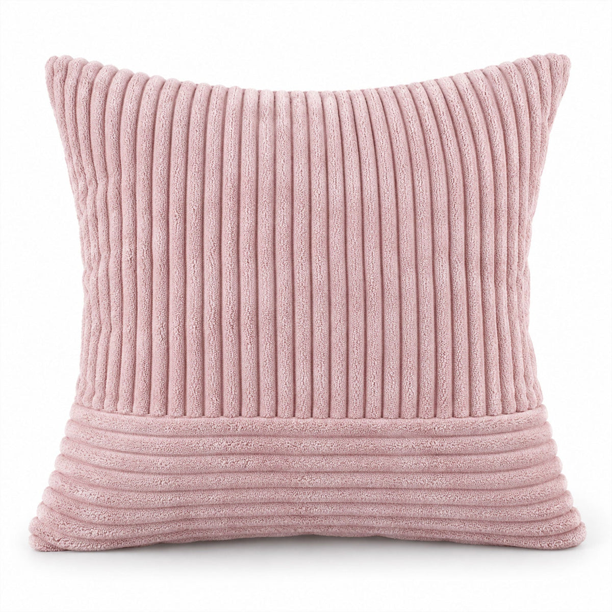 Pink soft pillow cover on white background