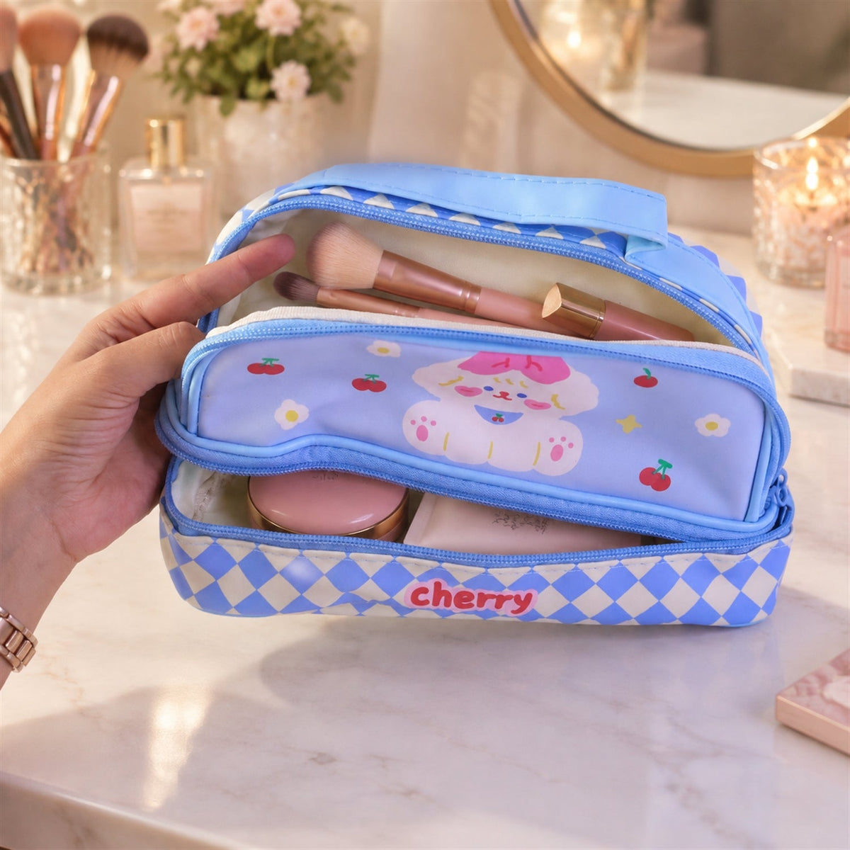 Printed zipper pouch white bg