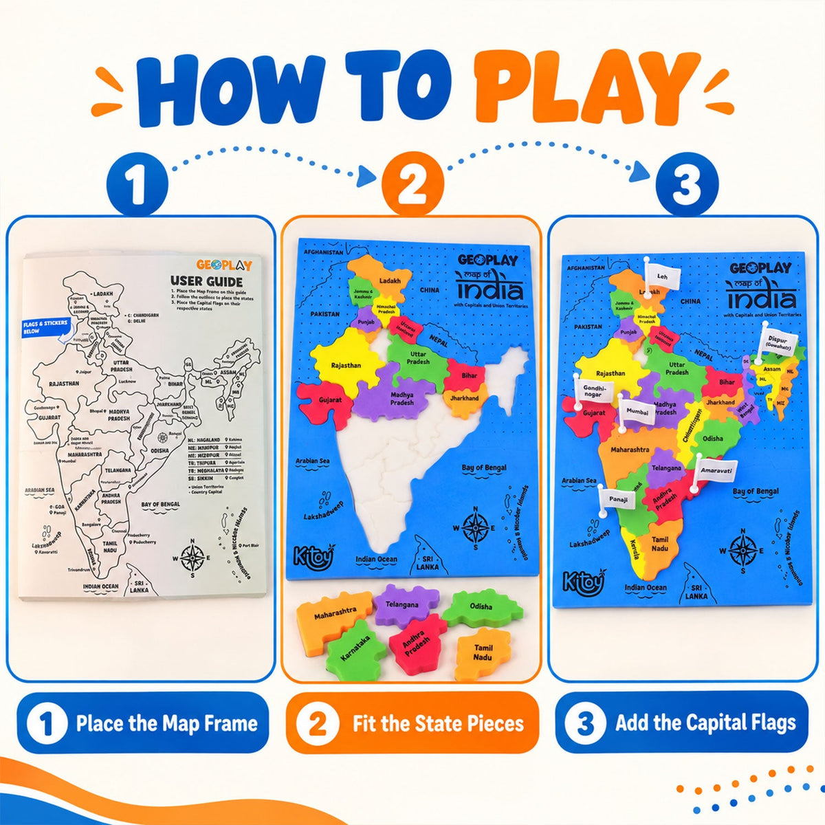 Educational geography puzzle kids learning