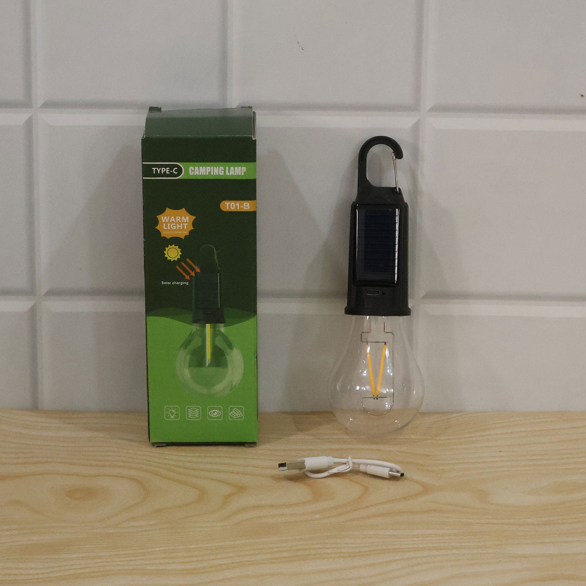 Solar hanging camping bulb light - actual product