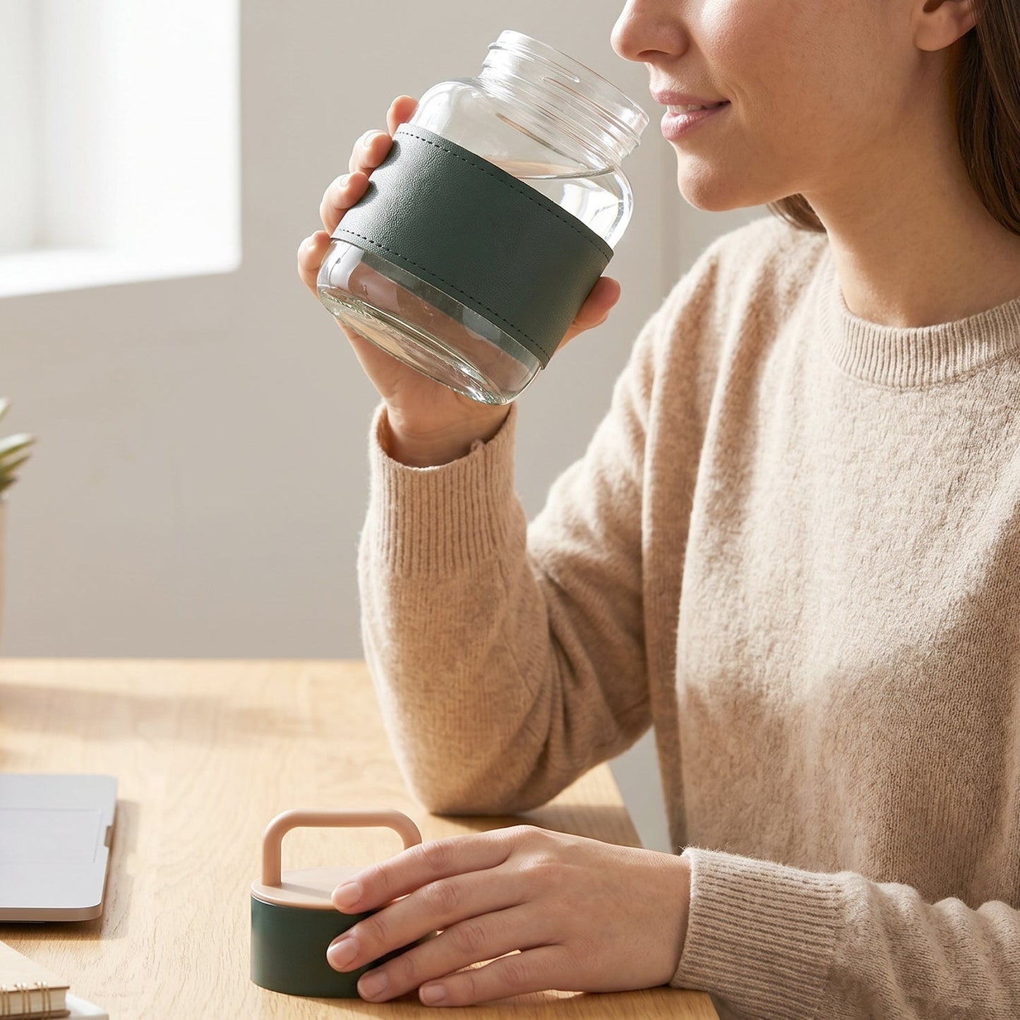 Glass bottle drinking use