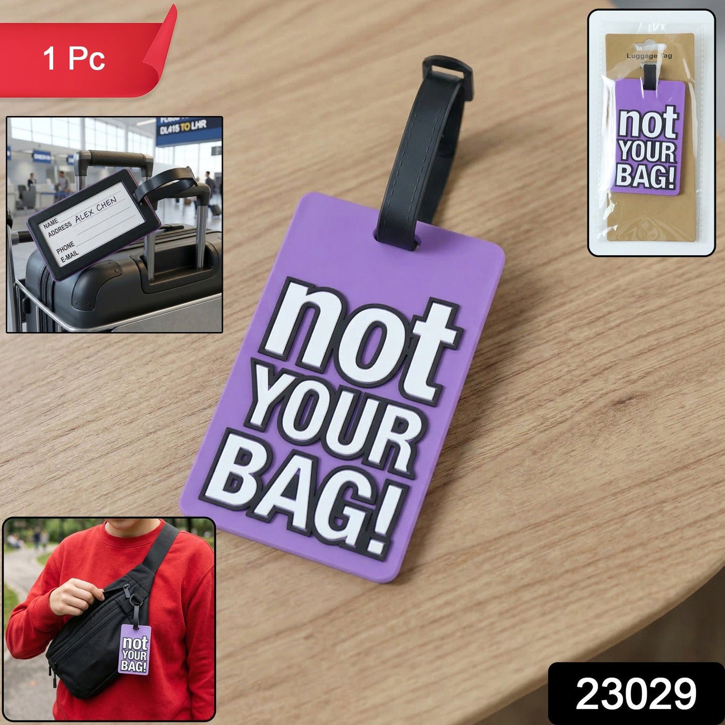 Travel Identification Luggage Bag Tag with Bold “Not Your Bag (1 Pc)