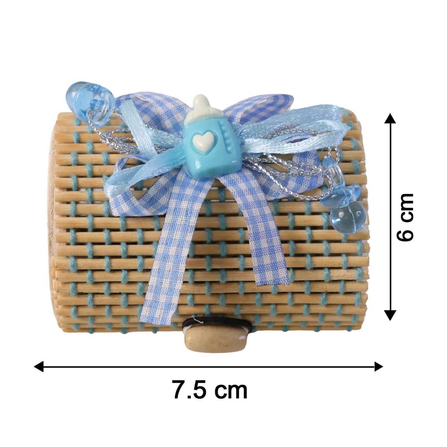 Mini bamboo gift box size guide with dimensions