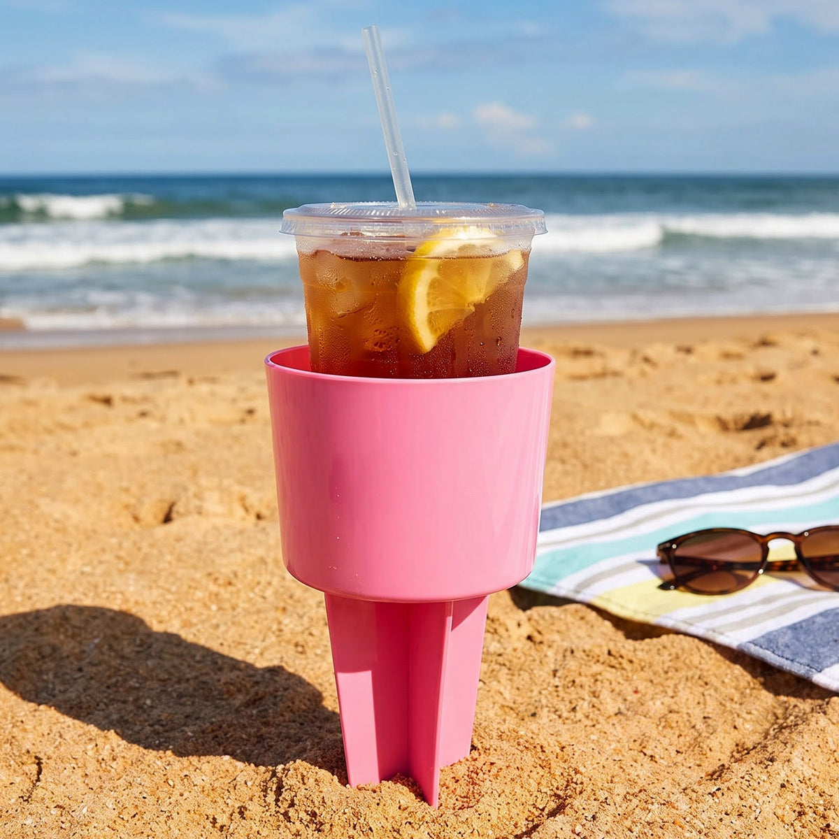 Ground stake drink holder outdoor