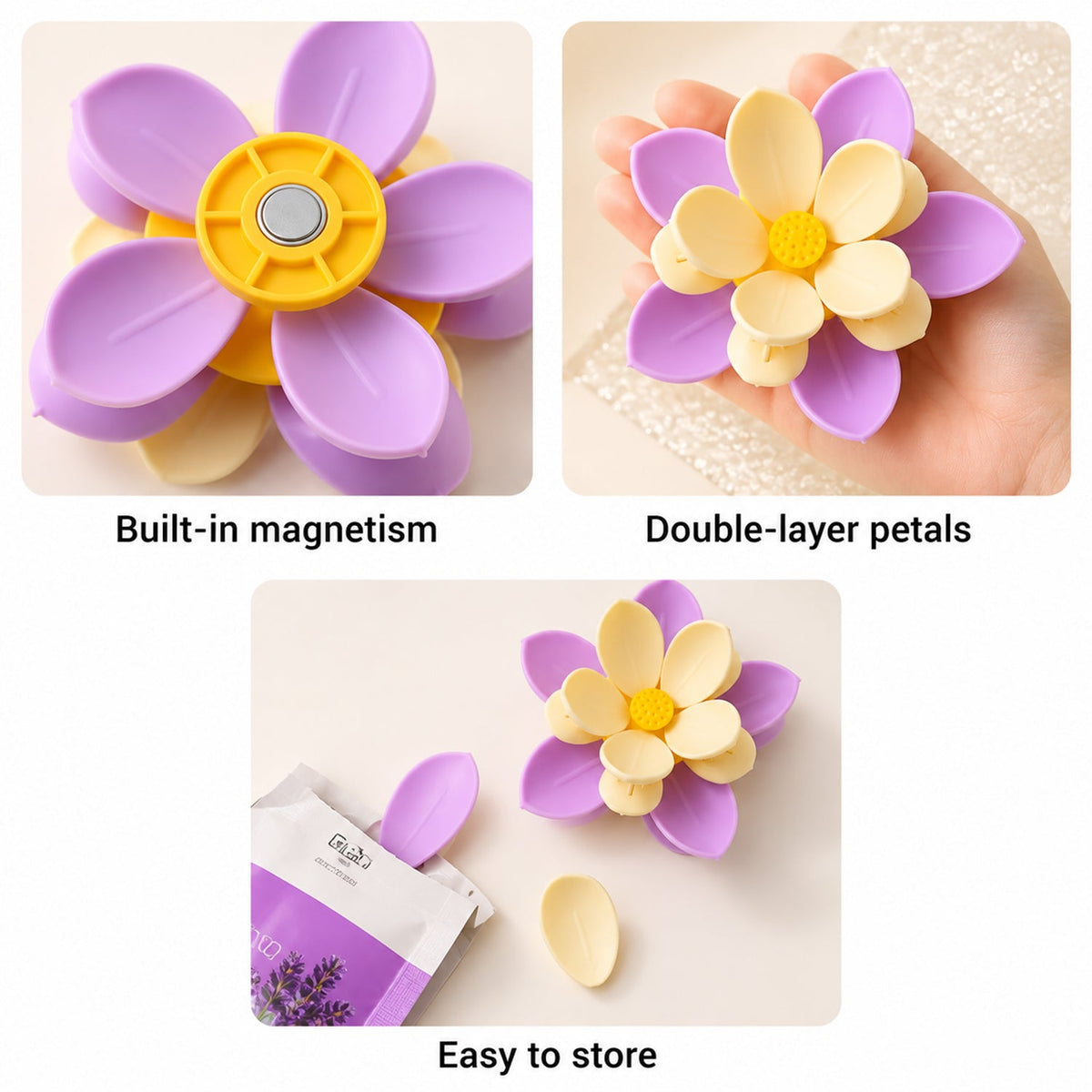 Flower clip sealing an open food packet