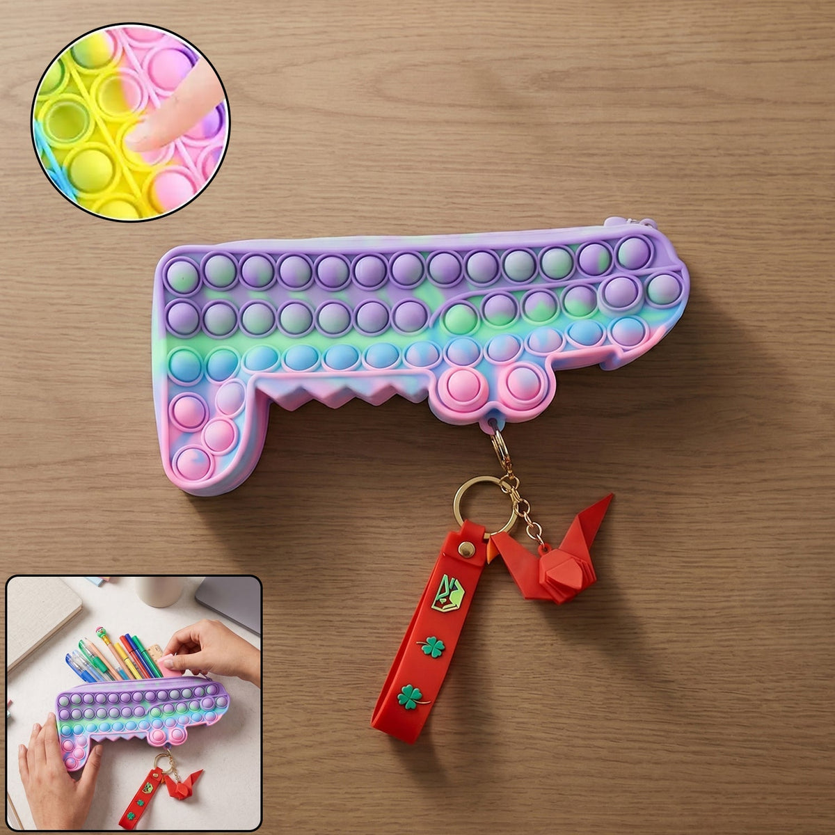 Pop it silicone pencil pouch stationery