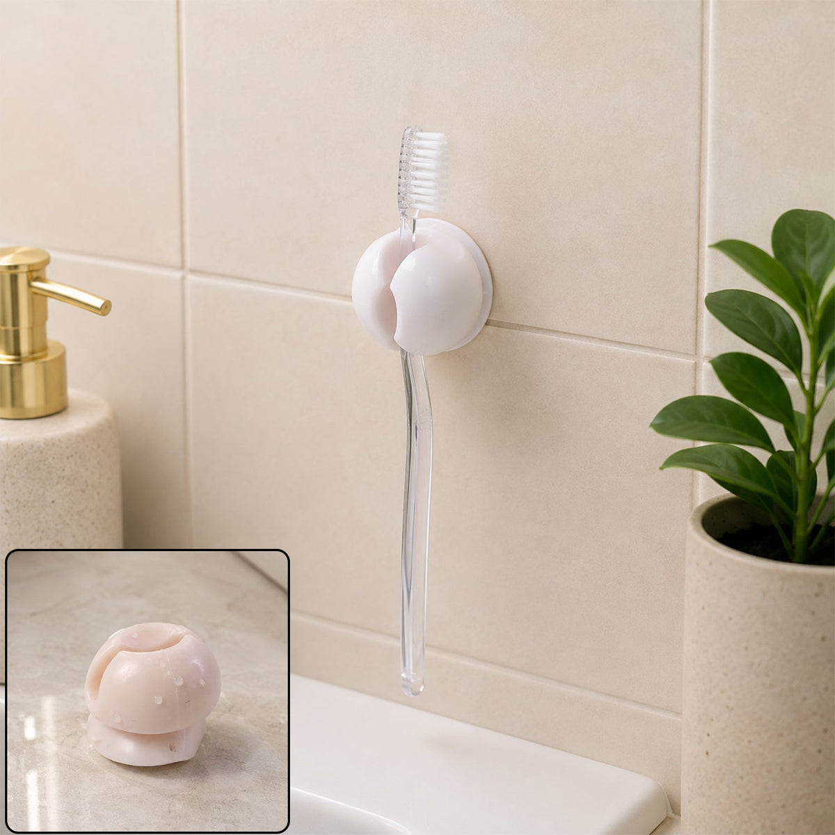 Wall Mounted Toothbrush Holder Clip for Bathroom, Wash Basin and Home Use