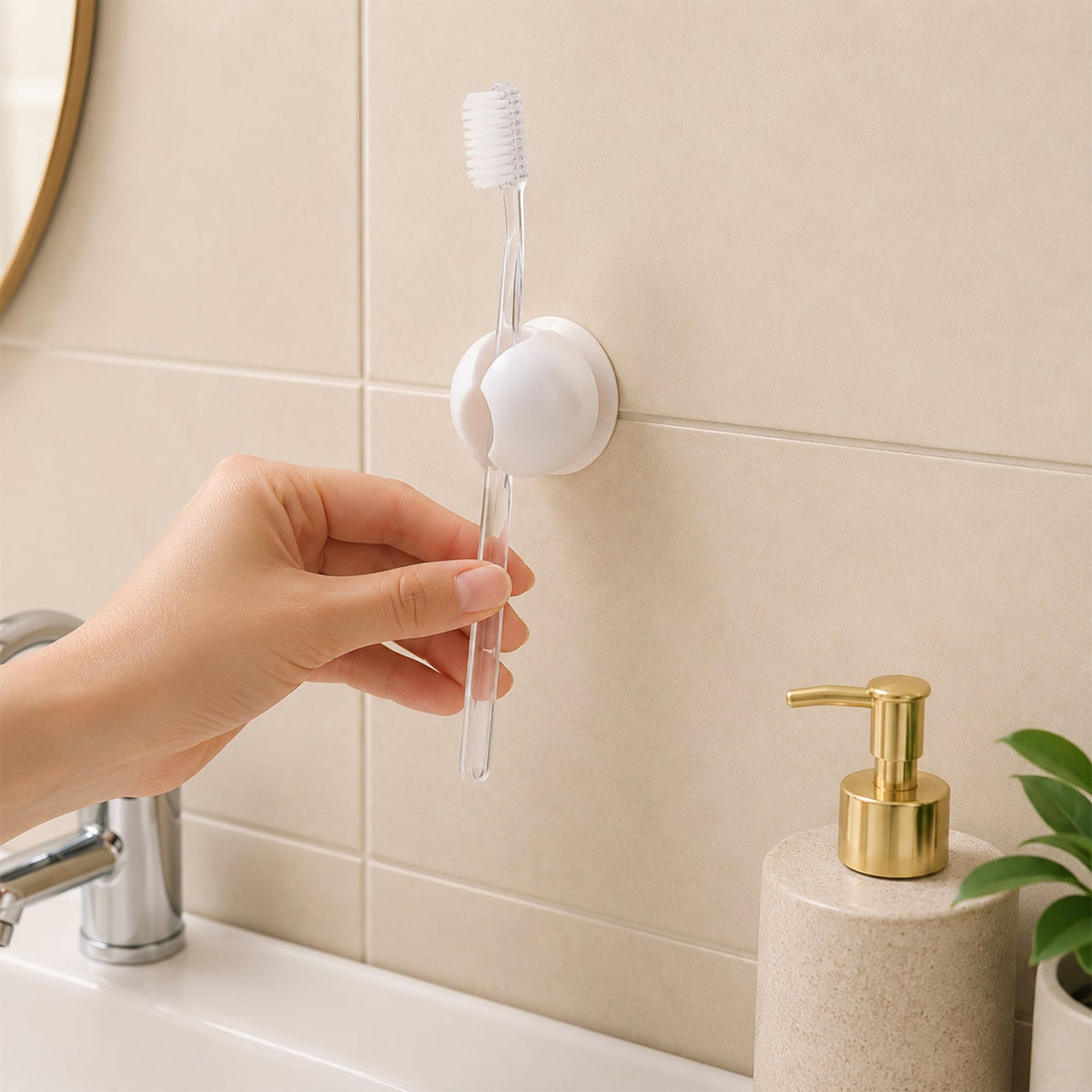 Wall Mounted Toothbrush Holder Clip for Bathroom, Wash Basin and Home Use