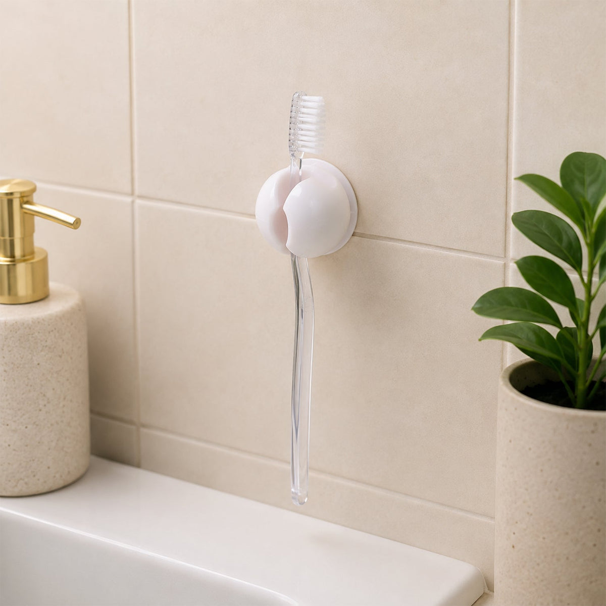 Wall Mounted Toothbrush Holder Clip for Bathroom, Wash Basin and Home Use