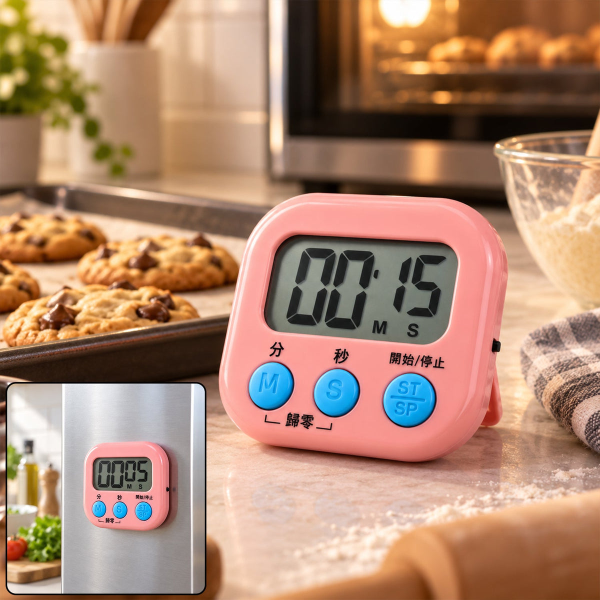 Digital kitchen timer LCD magnetic back