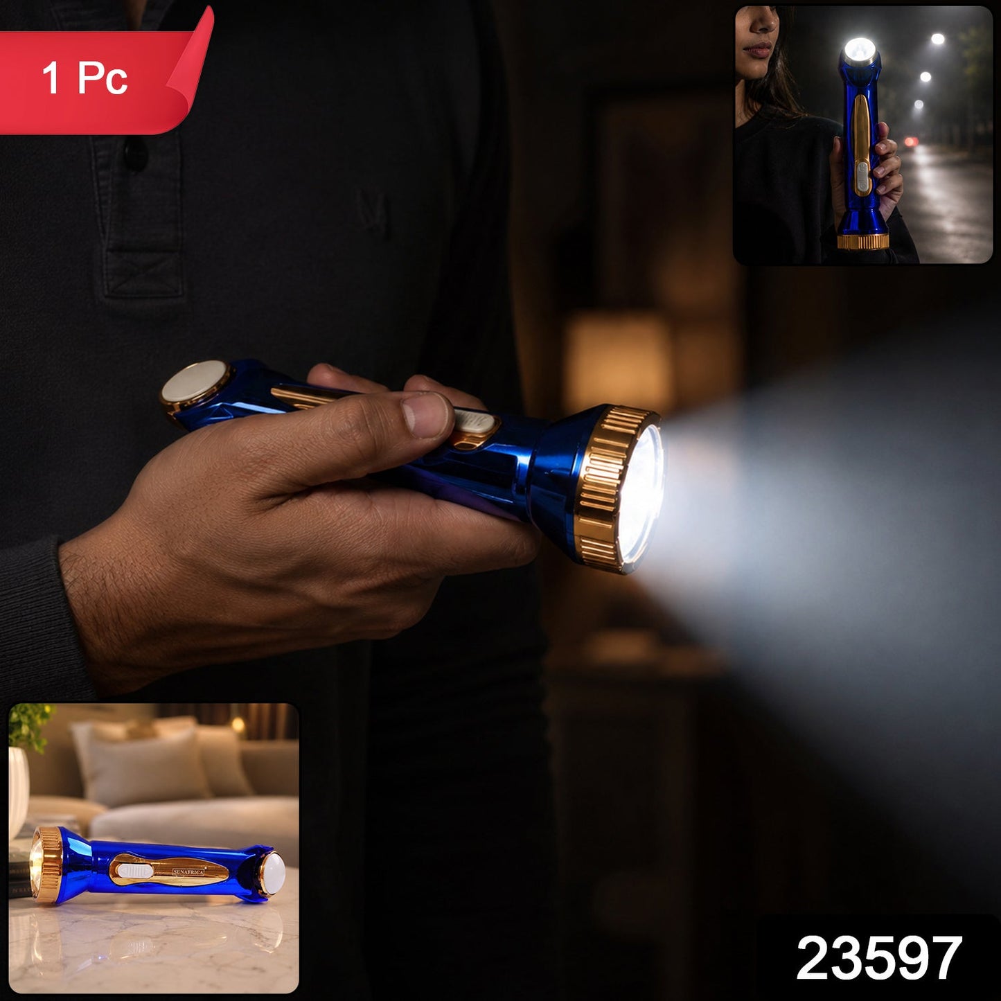USB rechargeable 2 in 1 LED flashlight, 1 piece