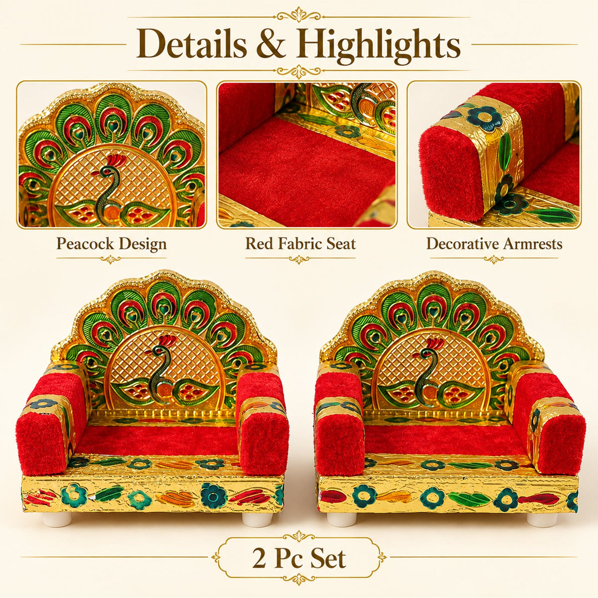 Red Upholstered Deity Seats