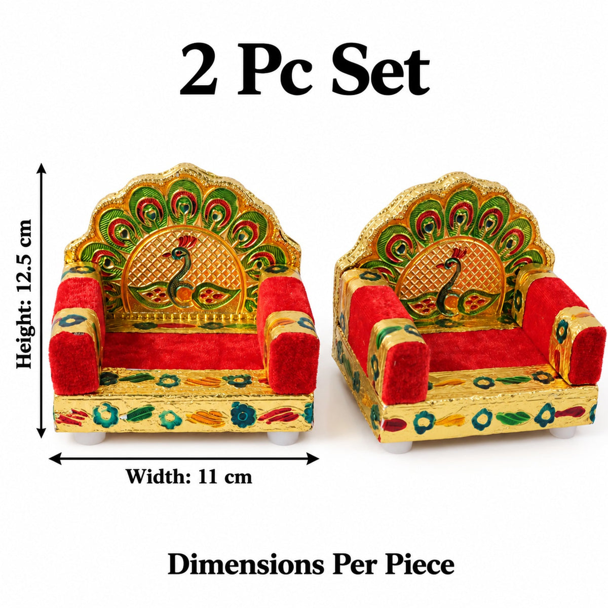 Red Peacock Laddu Gopal Singhasan