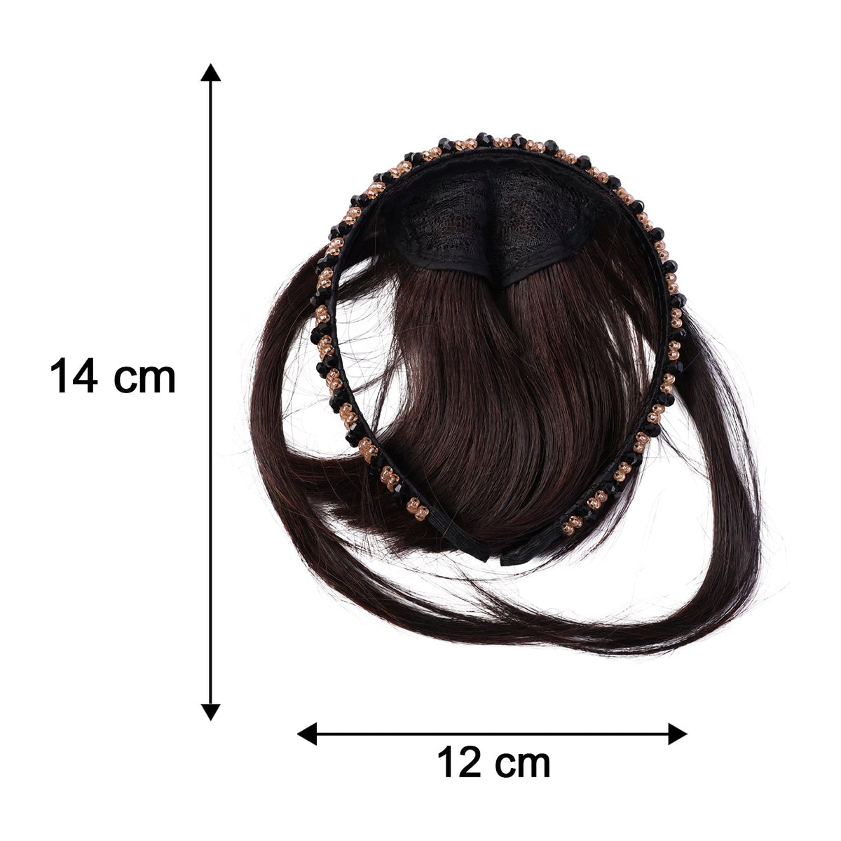 Size and fit of natural black clip-in hair bangs wig