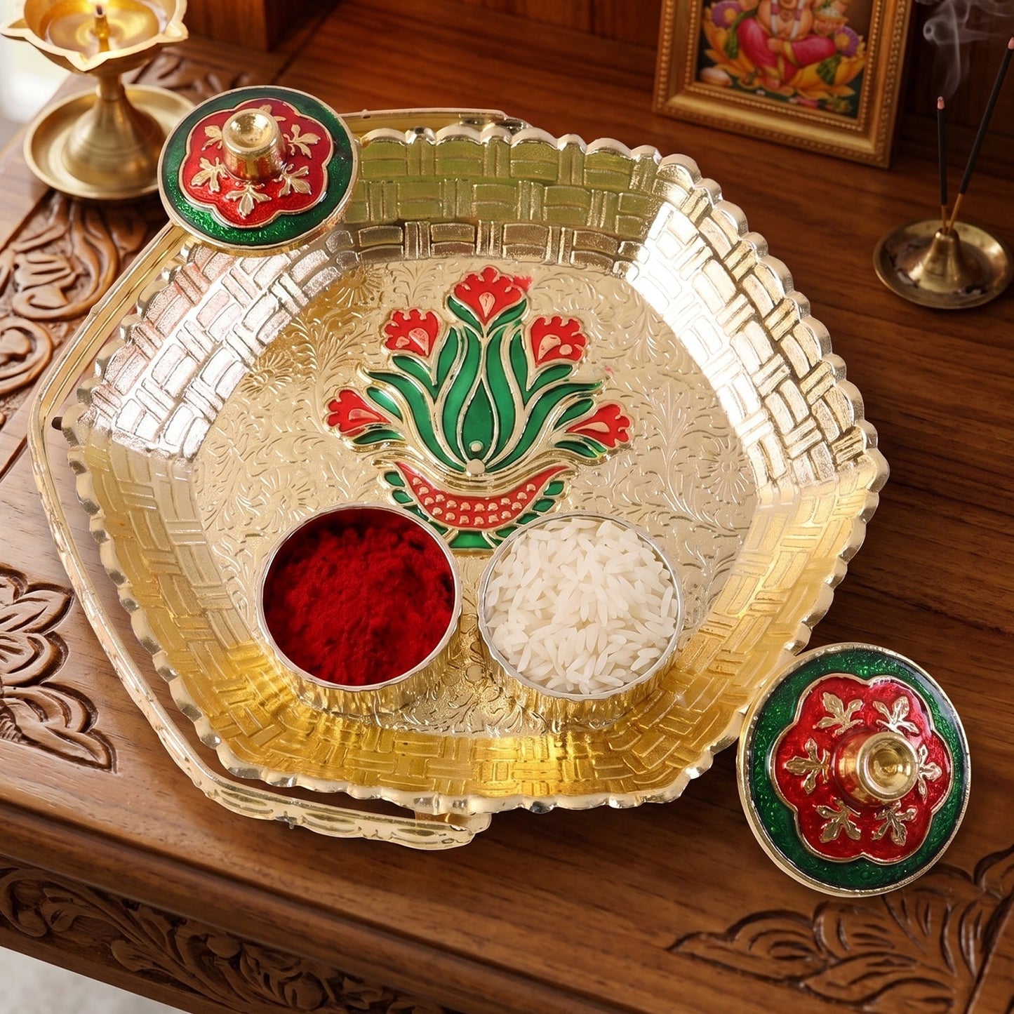 Elegant Kumkum Kankavati Roli Chawal Set