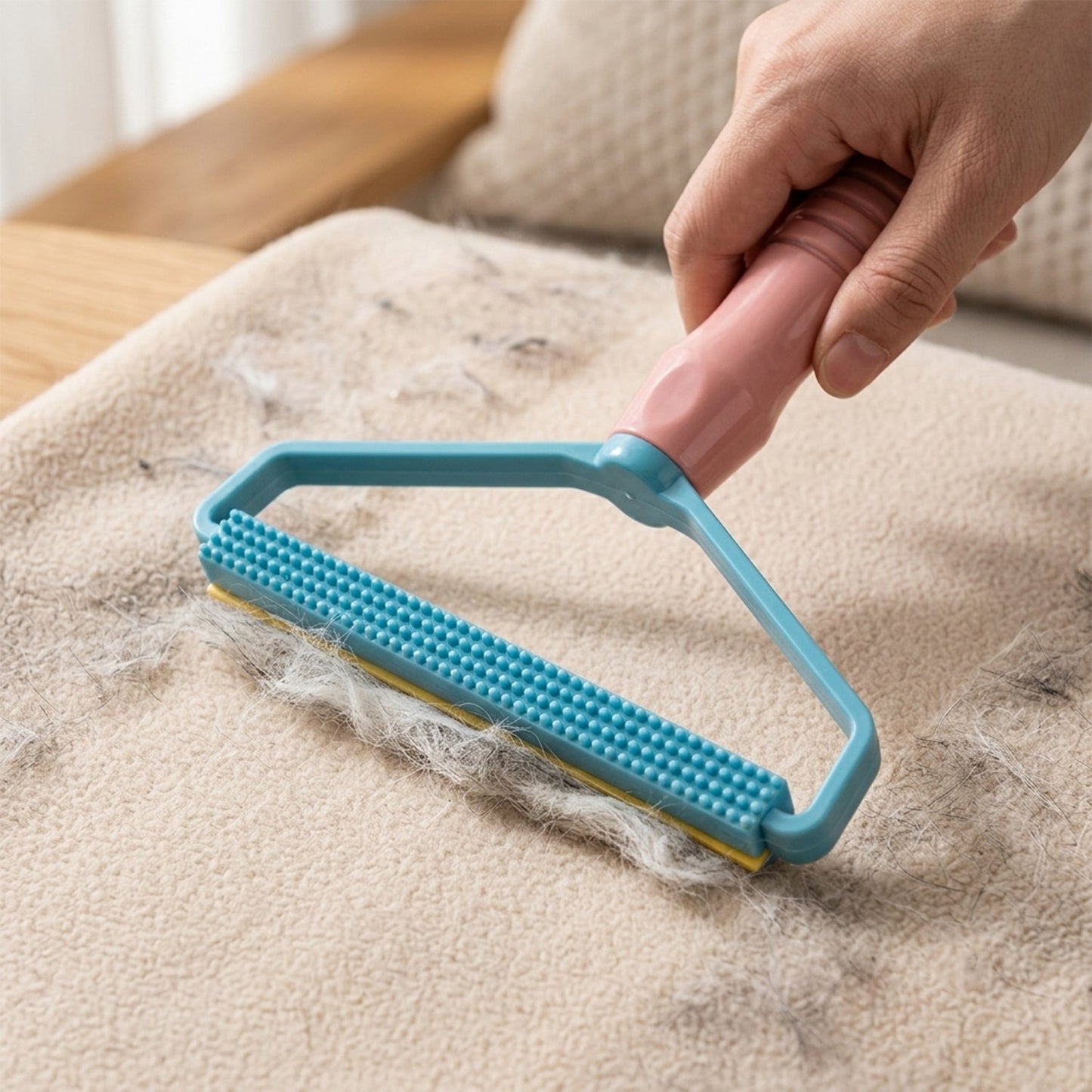 Lint remover collecting pet fur from fabric