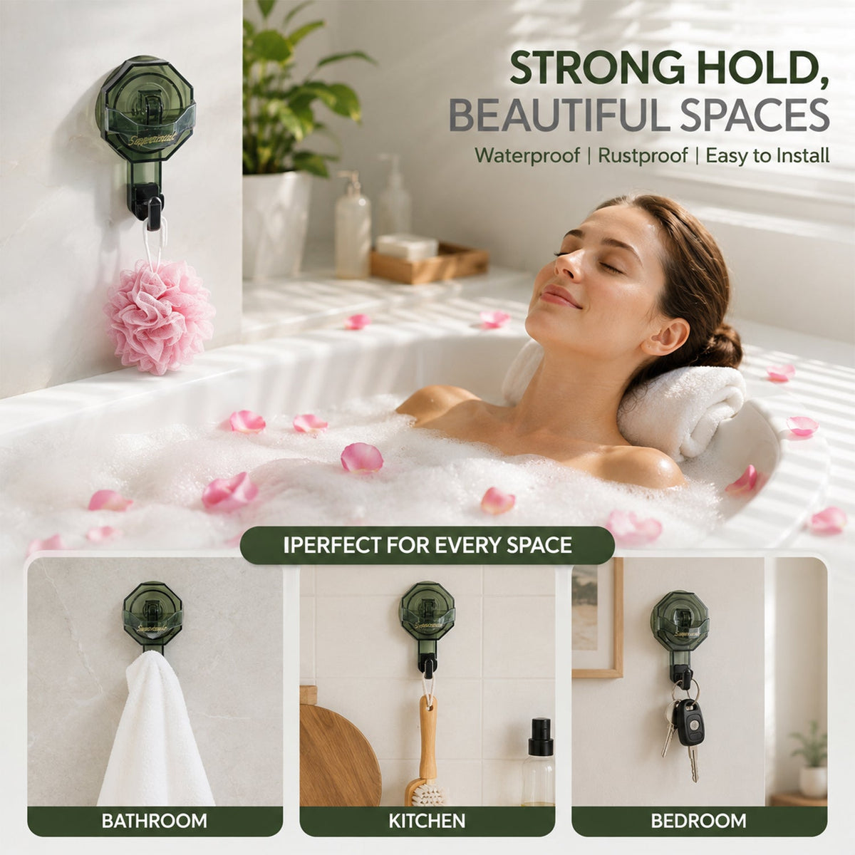 Rotating suction wall hook features