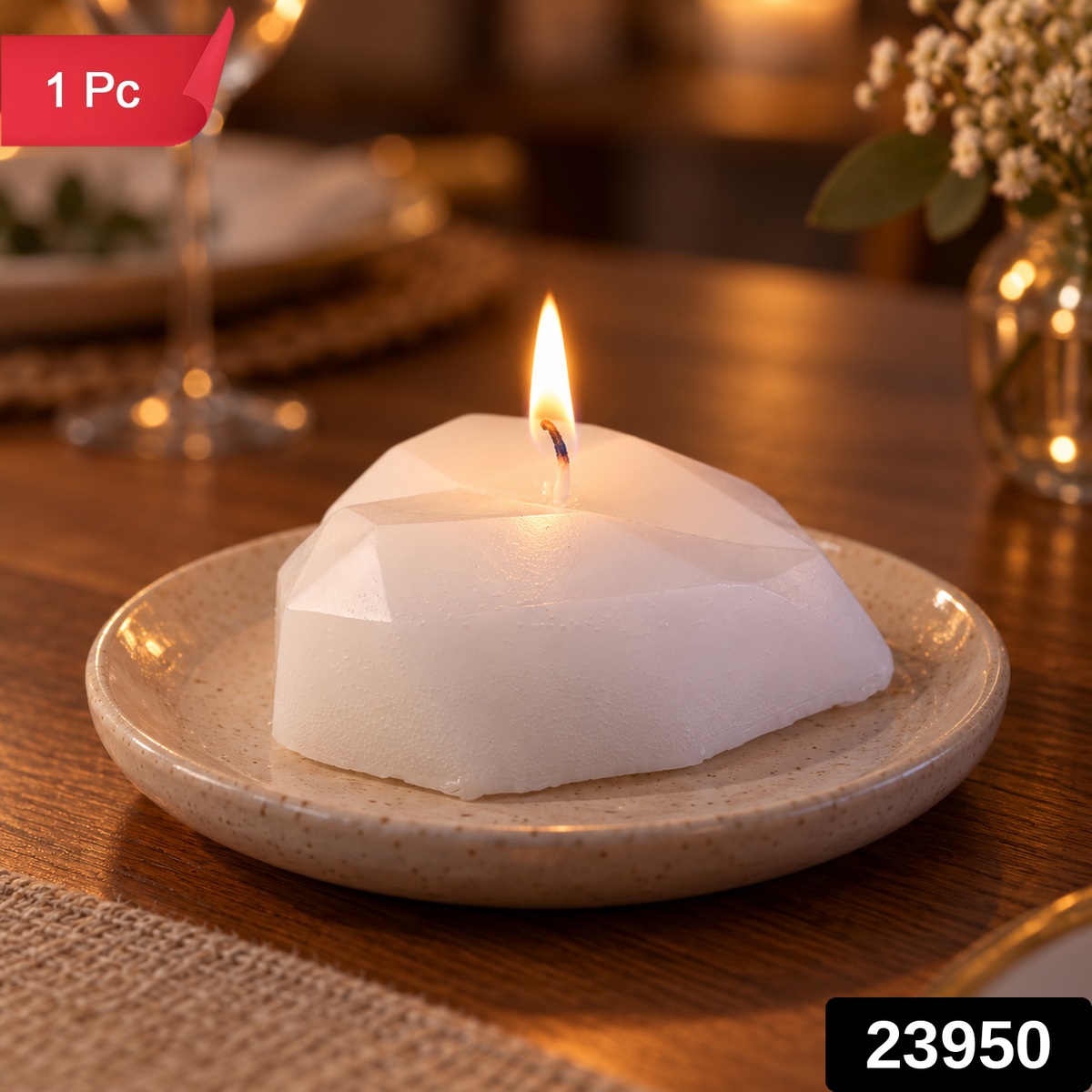 White Diamond Design Candle