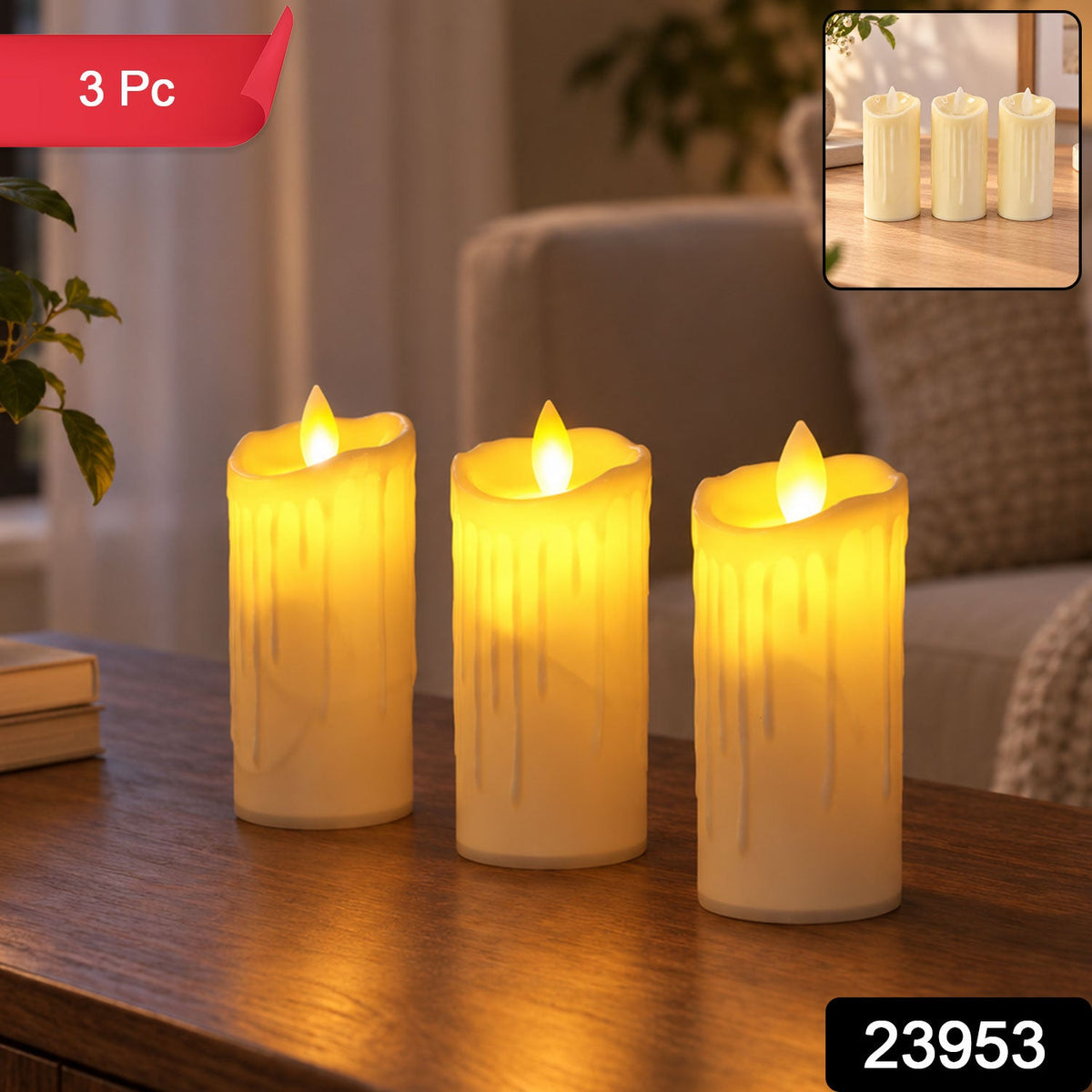 LED pillar candles pack 3pc