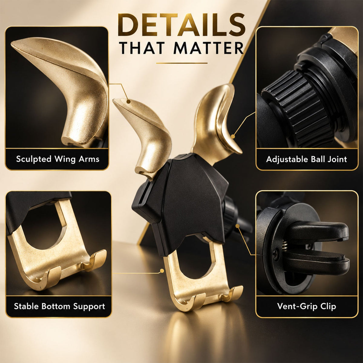 Car air vent mobile phone holder - adjustment details