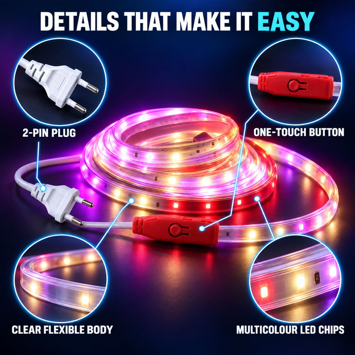 Color changing rope light home decor