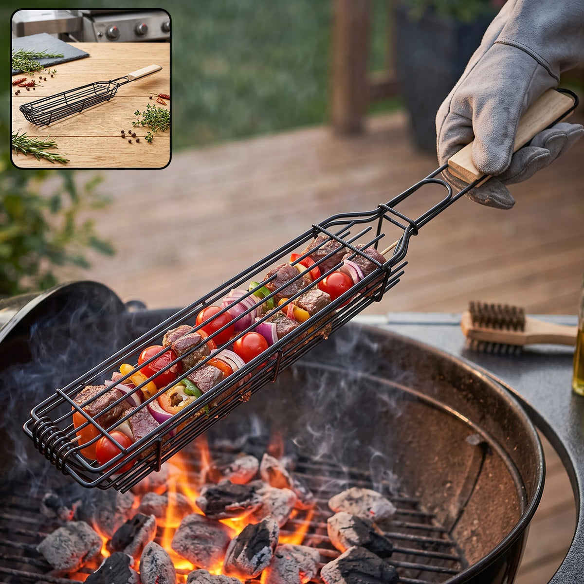 BBQ Grill Basket with Wooden Handle