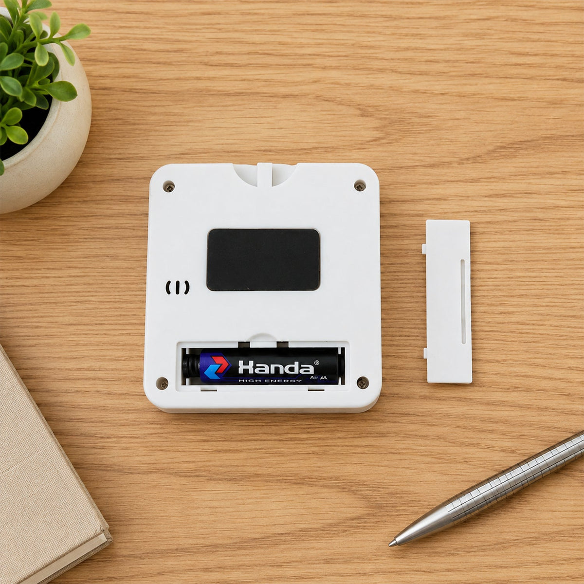 Digital timer rear battery compartment and stand