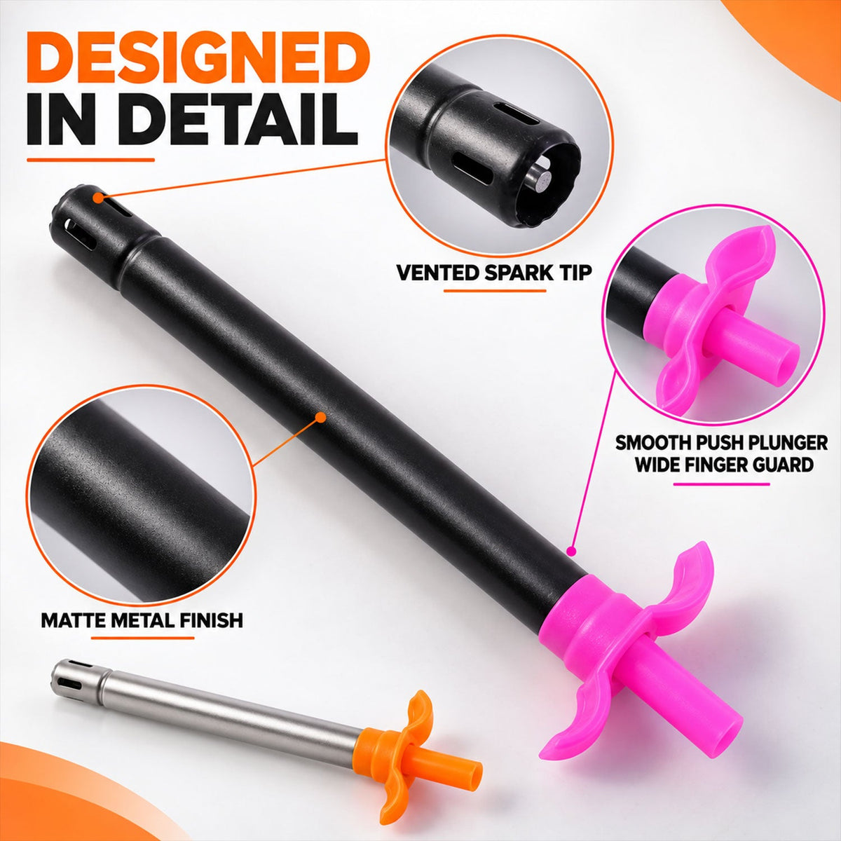 Manual Gas Stove Lighter with Metal Body and Easy Push Plunger Grip