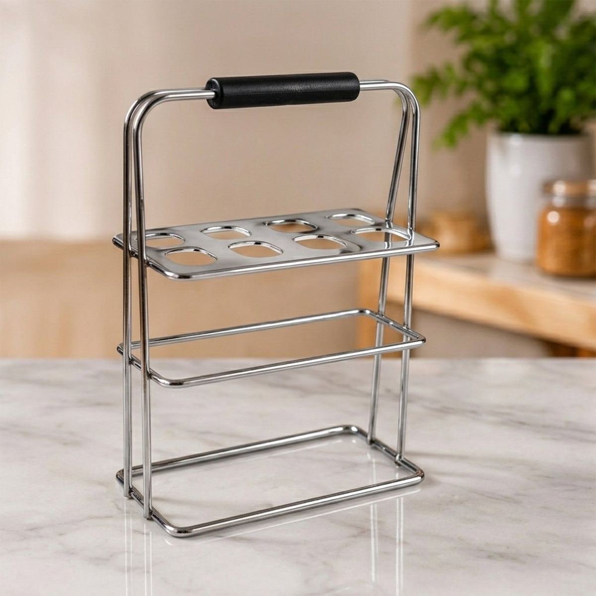 Hammered stainless steel cutlery set with metal stand 10
