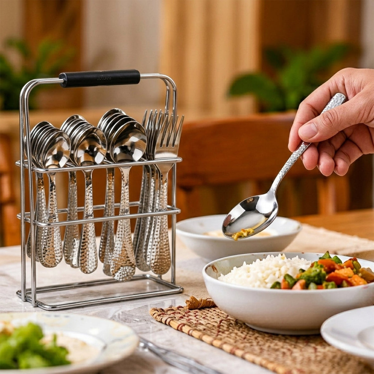 Spoons and Forks with Stand