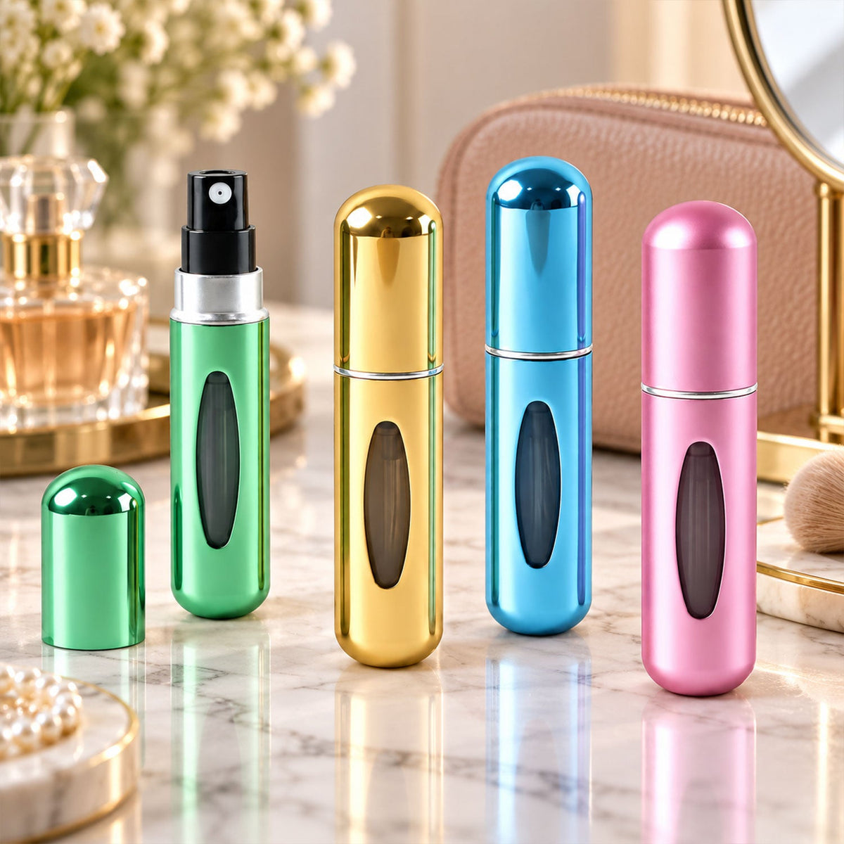 Mini refillable perfume spray bottles set