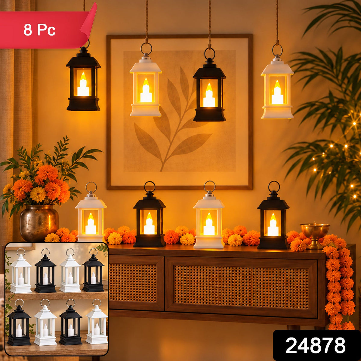 LED lantern candles pack 8pc