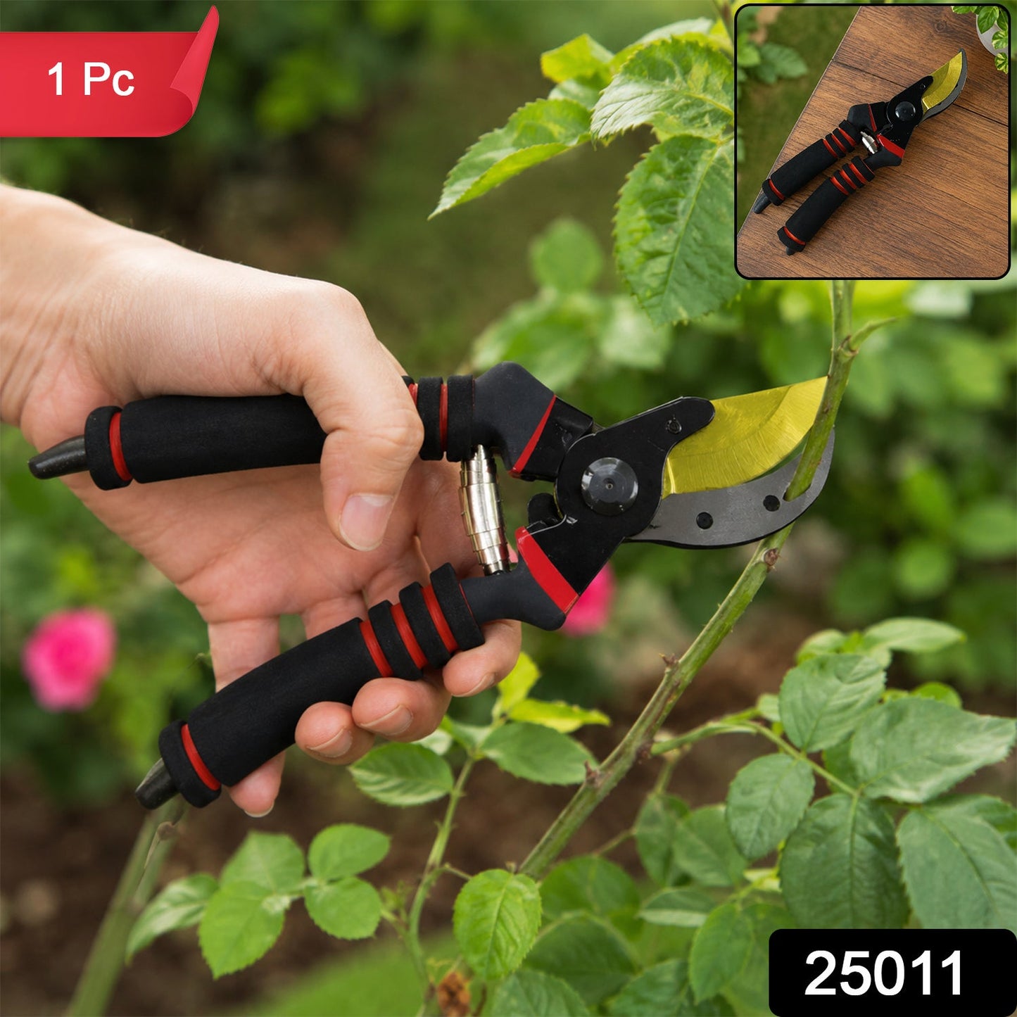 Heavy duty bypass garden pruning shears, 1 piece