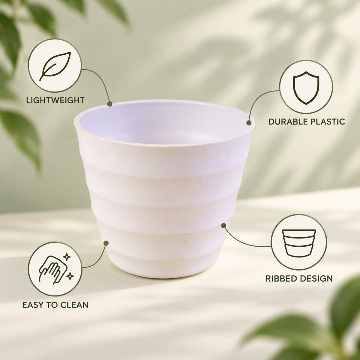 Flower pot ribbed detail