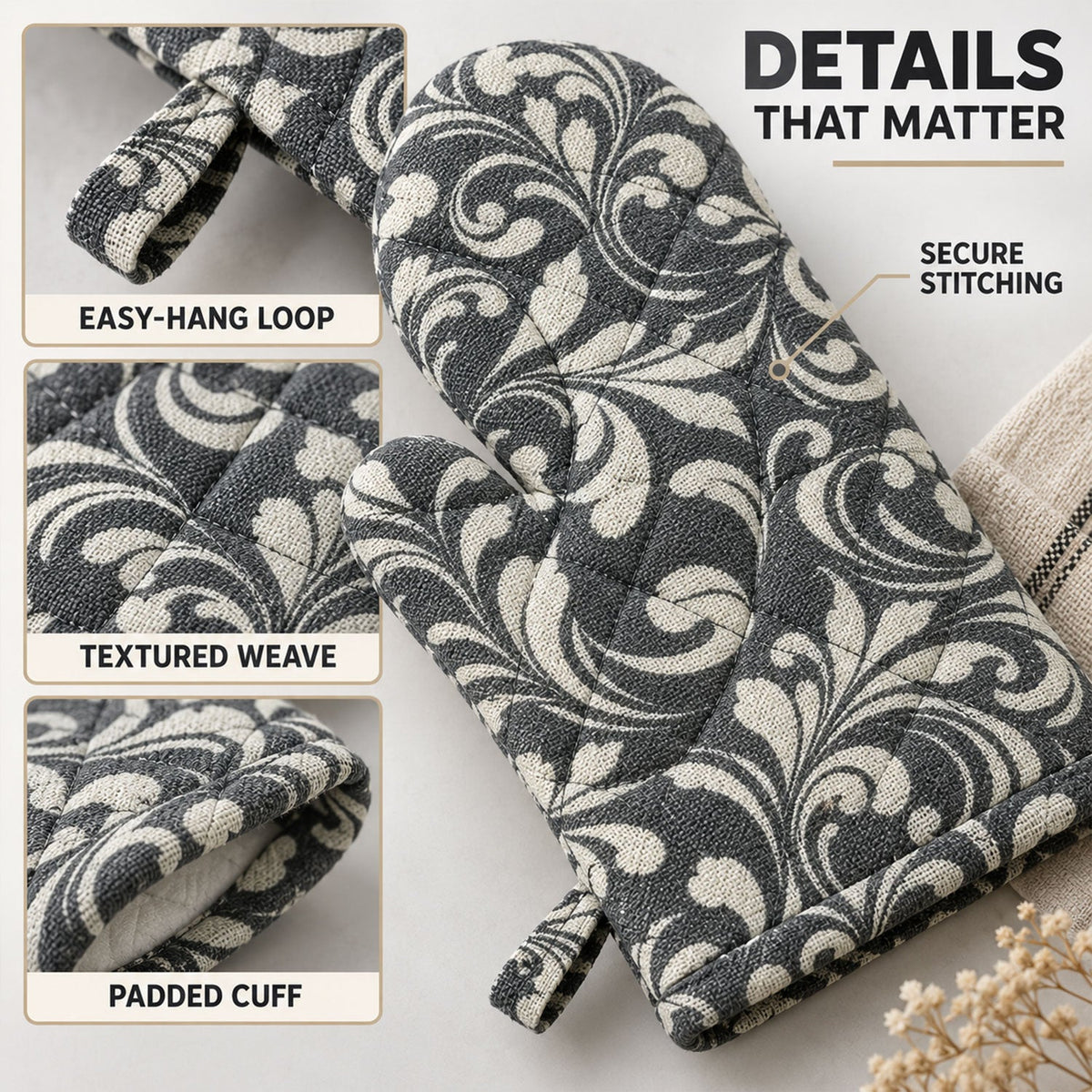 Heat resistant oven mitt baking