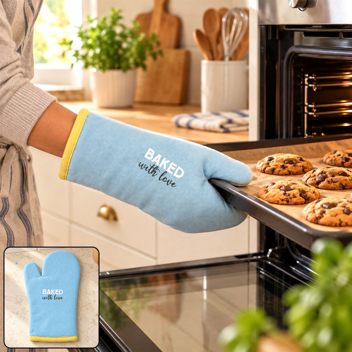 Blue Padded Oven Mitt