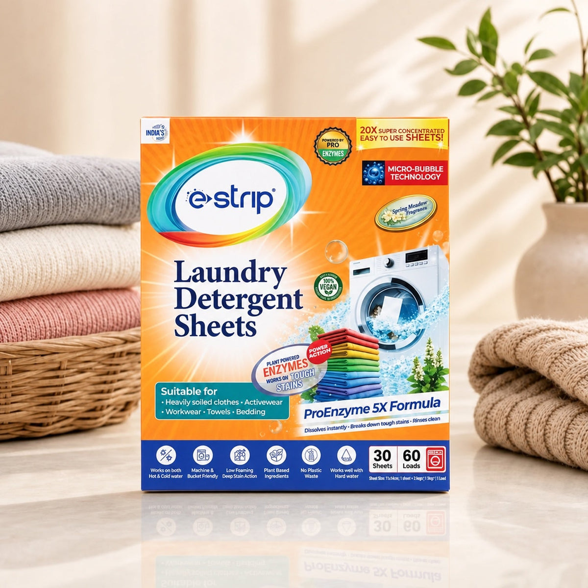 Compact pack of laundry detergent sheets for clothes washing