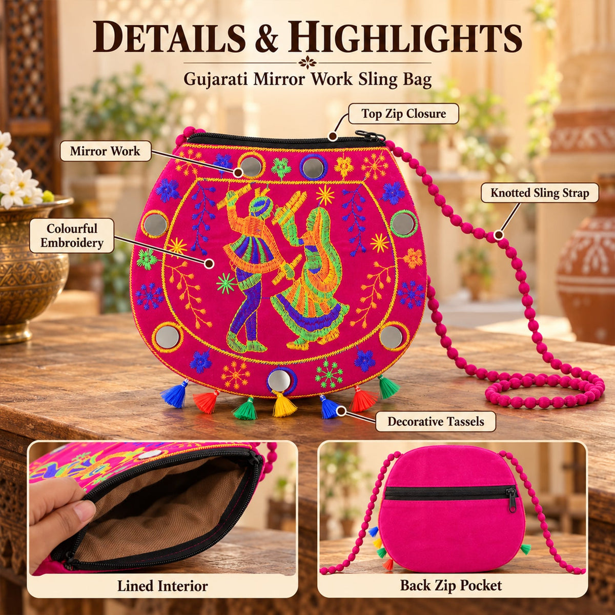 Ethnic sling potli purse women