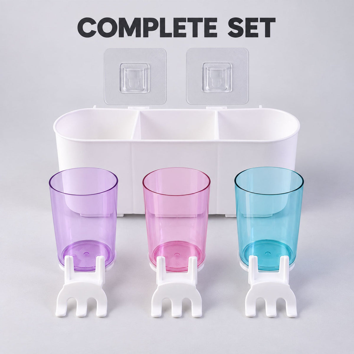 Wall mounted toothbrush holder with three cups - product view 9